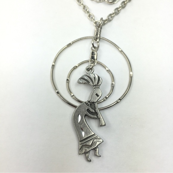 Women’s Kokopelli Pendant Necklace Silver Tone Western Boho Bohemian Chain - Picture 2 of 6